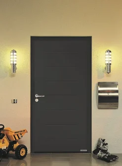Hormann Porte d'entrée Hörmann acier galvanisé l.90 x h.215 cm poussant droit THP015 gris anthracite ral 7016- Porte D'Entrée
