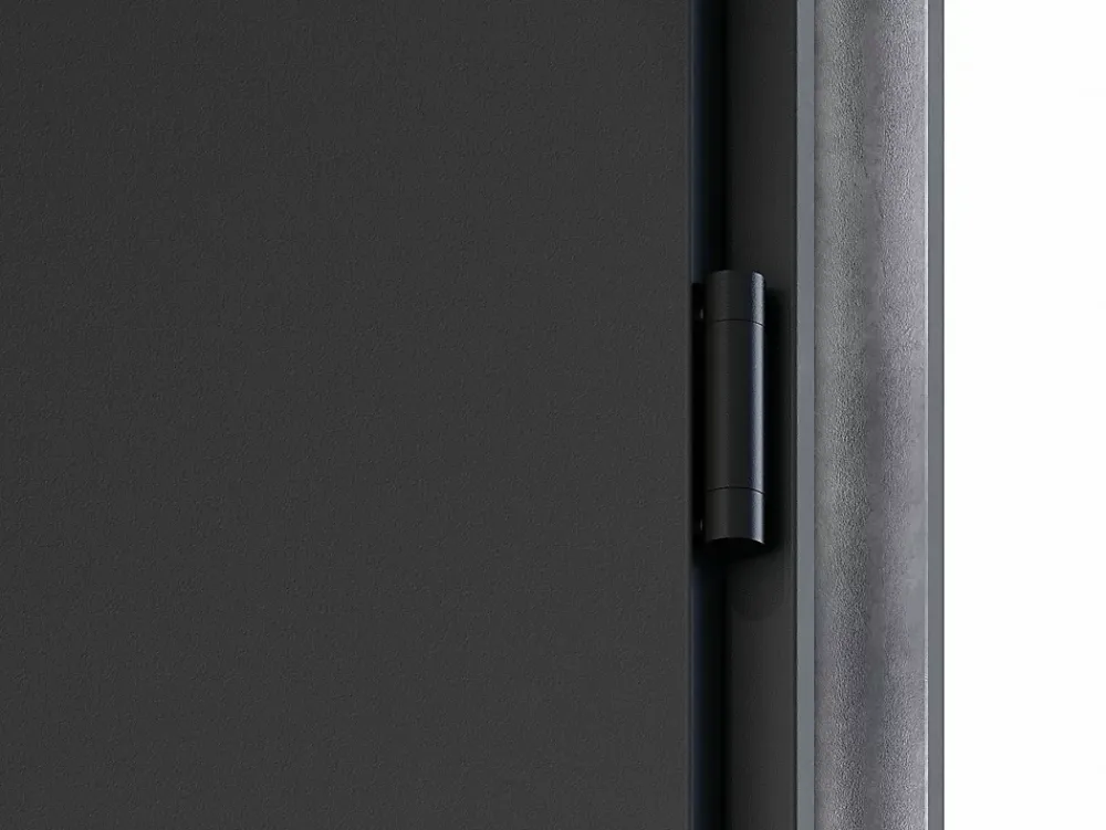 Vente-unique Porte D'Entrée<Porte d'entrée pleine en acier H207 x L100 cm - Noir et effet chêne - épaisseur 55 mm - poussant gauche - MABENA