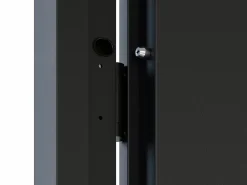 Vente-unique Porte D'Entrée<Porte d'entrée pleine en acier H207 x L100 cm - Noir et effet chêne - épaisseur 55 mm - poussant gauche - MABENA