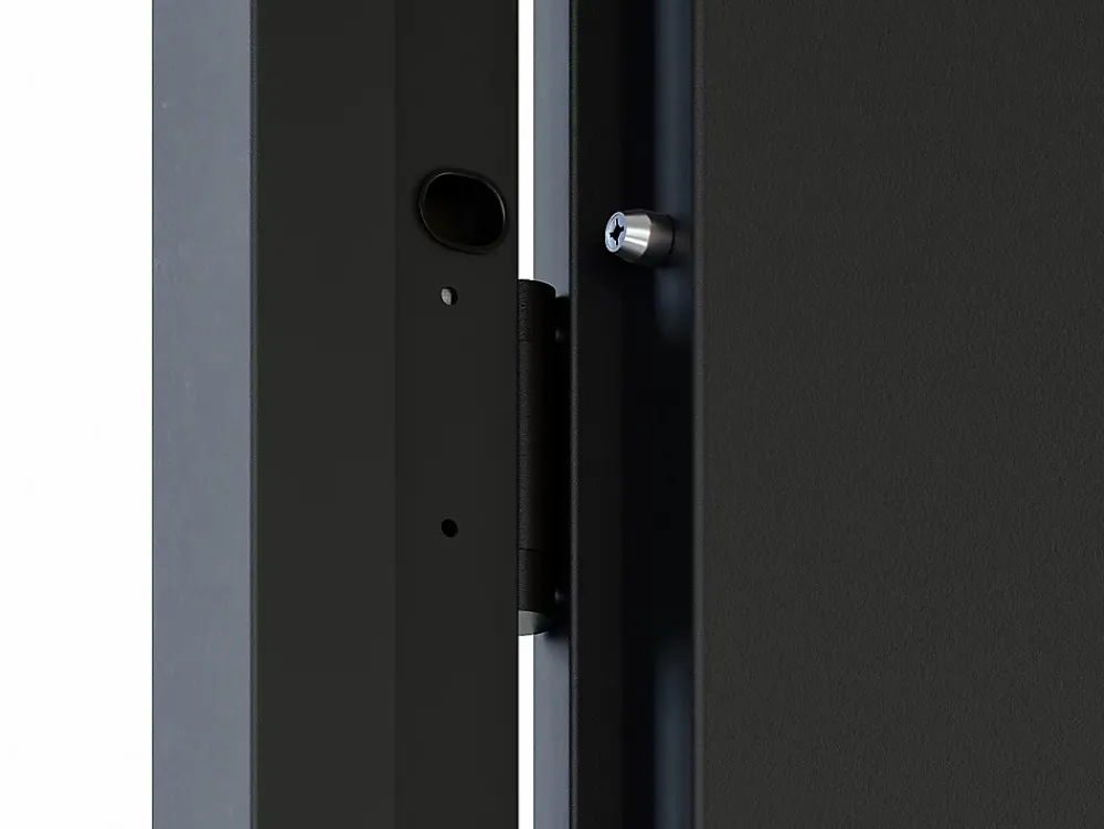 Vente-unique Porte D'Entrée<Porte d'entrée pleine en acier H207 x L100 cm - Noir et effet chêne - épaisseur 55 mm - poussant gauche - MABENA