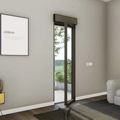 GoodHome Porte fenêtre alu 1 vantail + volet roulant électrique gris - l.80 x h.215 cm, tirant gauche- Porte-Fenêtre En Aluminium