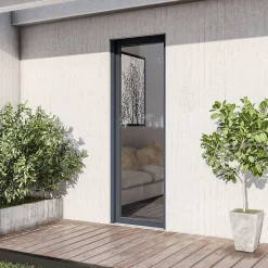 GoodHome Porte fenêtre alu 1 vantail + volet roulant électrique gris - l.80 x h.215 cm, tirant gauche- Porte-Fenêtre En Aluminium
