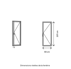 GoodHome Porte-Fenêtre En Aluminium<Porte fenêtre alu 1 vantail gris - l.80 x h.205 cm, tirant droit