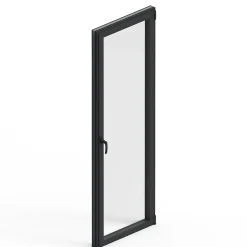 GoodHome Porte fenêtre alu 1 vantail gris - l.80 x h.215 cm, tirant droit- Porte-Fenêtre En Aluminium