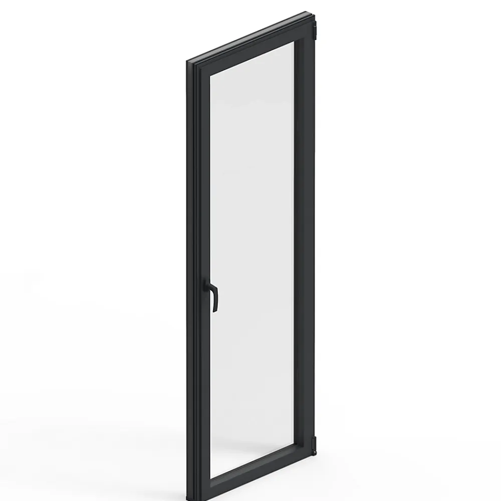 GoodHome Porte fenêtre alu 1 vantail gris - l.80 x h.215 cm, tirant droit- Porte-Fenêtre En Aluminium