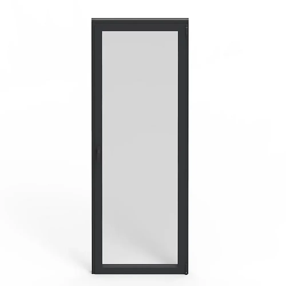 GoodHome Porte fenêtre alu 1 vantail gris - l.80 x h.215 cm, tirant droit- Porte-Fenêtre En Aluminium