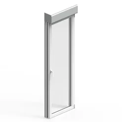 GoodHome Porte fenêtre alu 1 vantail + volet roulant électrique blanc - l.80 x h.215 cm, tirant droit- Porte-Fenêtre En Aluminium