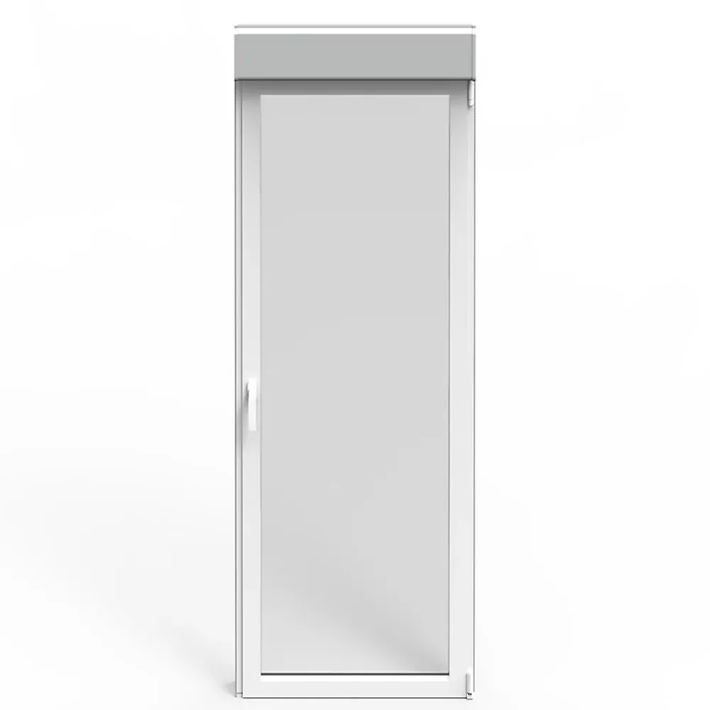 GoodHome Porte fenêtre alu 1 vantail + volet roulant électrique blanc - l.80 x h.215 cm, tirant droit- Porte-Fenêtre En Aluminium