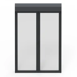 GoodHome Porte fenêtre alu 2 vantaux + volet roulant électrique gris - l.140 x h.215 cm, tirant droit- Porte-Fenêtre En Aluminium