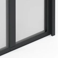 GoodHome Porte fenêtre alu 2 vantaux + volet roulant électrique gris - l.140 x h.215 cm, tirant droit- Porte-Fenêtre En Aluminium