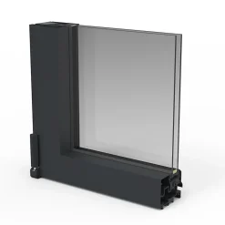GoodHome Porte fenêtre alu 2 vantaux + volet roulant électrique gris - l.140 x h.215 cm, tirant droit- Porte-Fenêtre En Aluminium