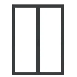 GoodHome Porte-Fenêtre En Aluminium<Porte fenêtre alu 2 vantaux gris - l.120 x h.215 cm, tirant droit