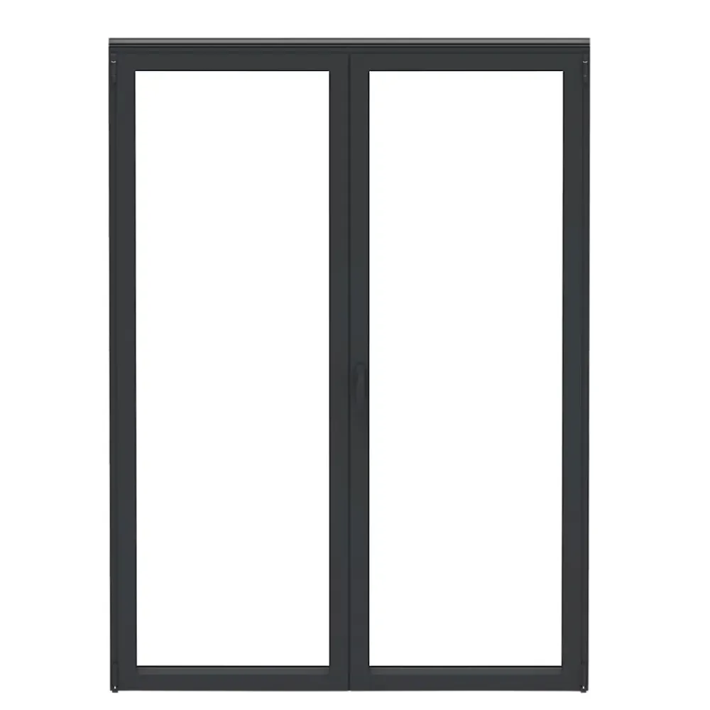 GoodHome Porte-Fenêtre En Aluminium<Porte fenêtre alu 2 vantaux gris - l.120 x h.215 cm, tirant droit