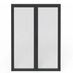 GoodHome Porte-Fenêtre En Aluminium<Porte fenêtre alu 2 vantaux gris - l.120 x h.215 cm, tirant droit