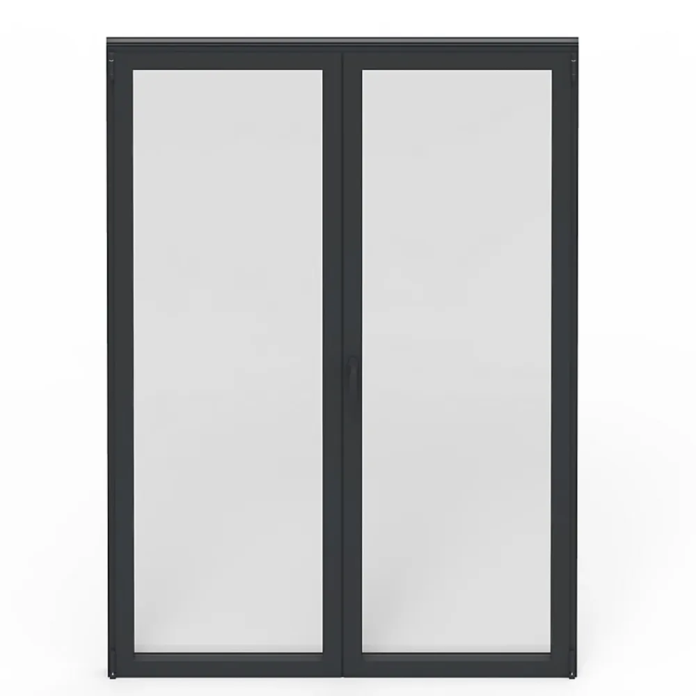 GoodHome Porte-Fenêtre En Aluminium<Porte fenêtre alu 2 vantaux gris - l.120 x h.215 cm, tirant droit
