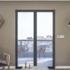 GoodHome Porte-Fenêtre En Aluminium<Porte fenêtre alu 2 vantaux gris - l.140 x h.215 cm, tirant droit