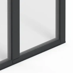 GoodHome Porte-Fenêtre En Aluminium<Porte fenêtre alu 2 vantaux gris - l.140 x h.215 cm, tirant droit