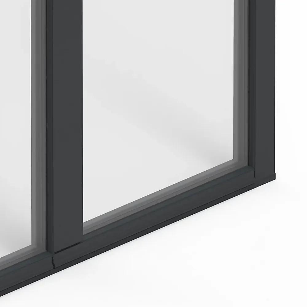 GoodHome Porte-Fenêtre En Aluminium<Porte fenêtre alu 2 vantaux gris - l.140 x h.215 cm, tirant droit