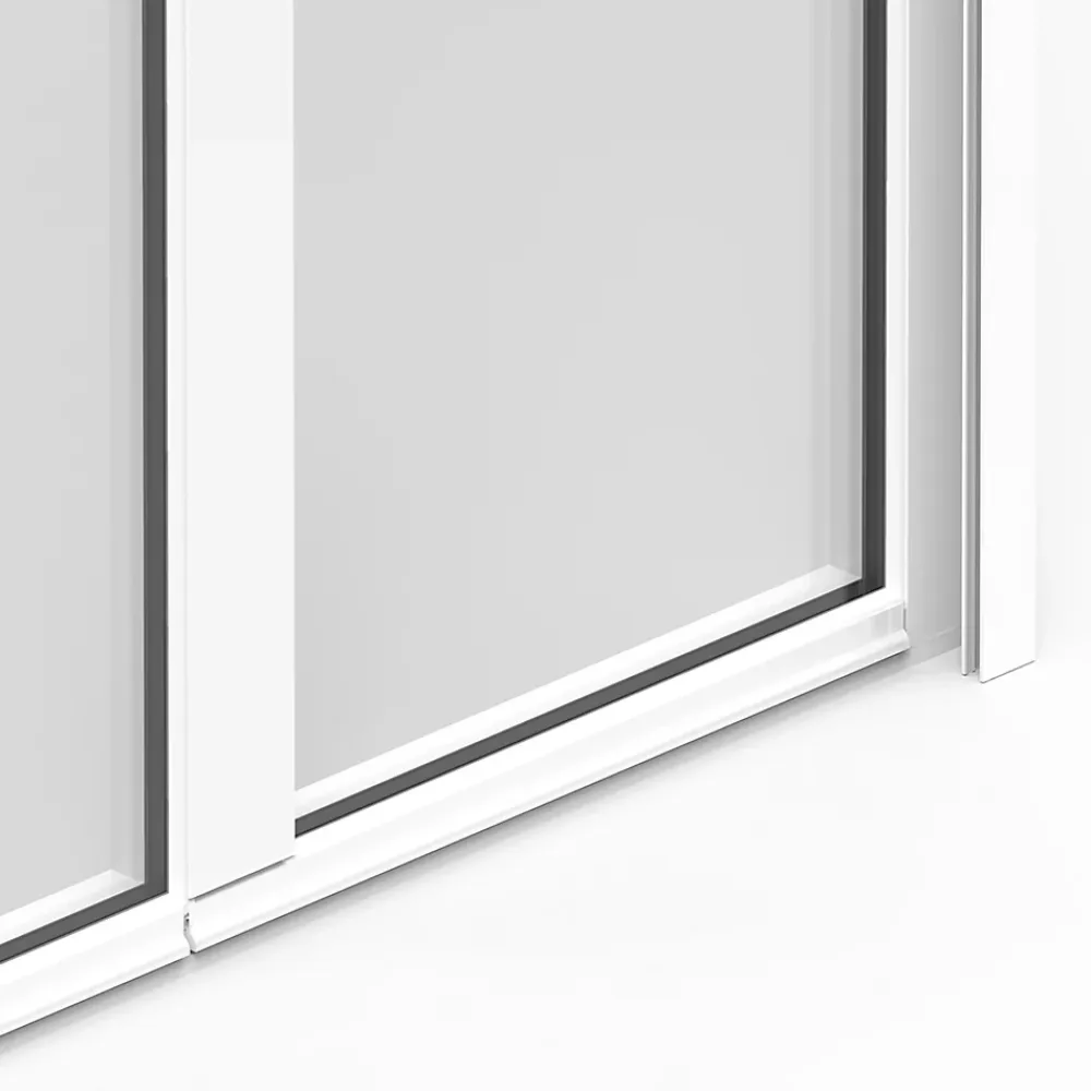 GoodHome Porte-Fenêtre En Aluminium<Porte fenêtre alu 2 vantaux + volet roulant électrique blanc - l.140 x h.215 cm, tirant droit