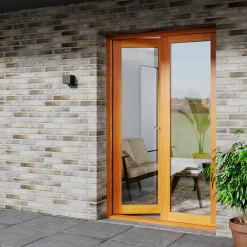 GoodHome Porte fenêtre bois 1 vantail - l.80 x h.205 cm, tirant droit- Porte-Fenêtre En Bois