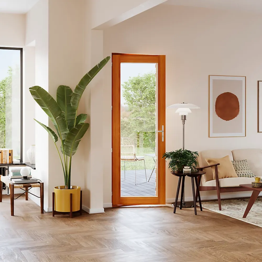 GoodHome Porte fenêtre bois 1 vantail - l.80 x h.205 cm, tirant gauche- Porte-Fenêtre En Bois