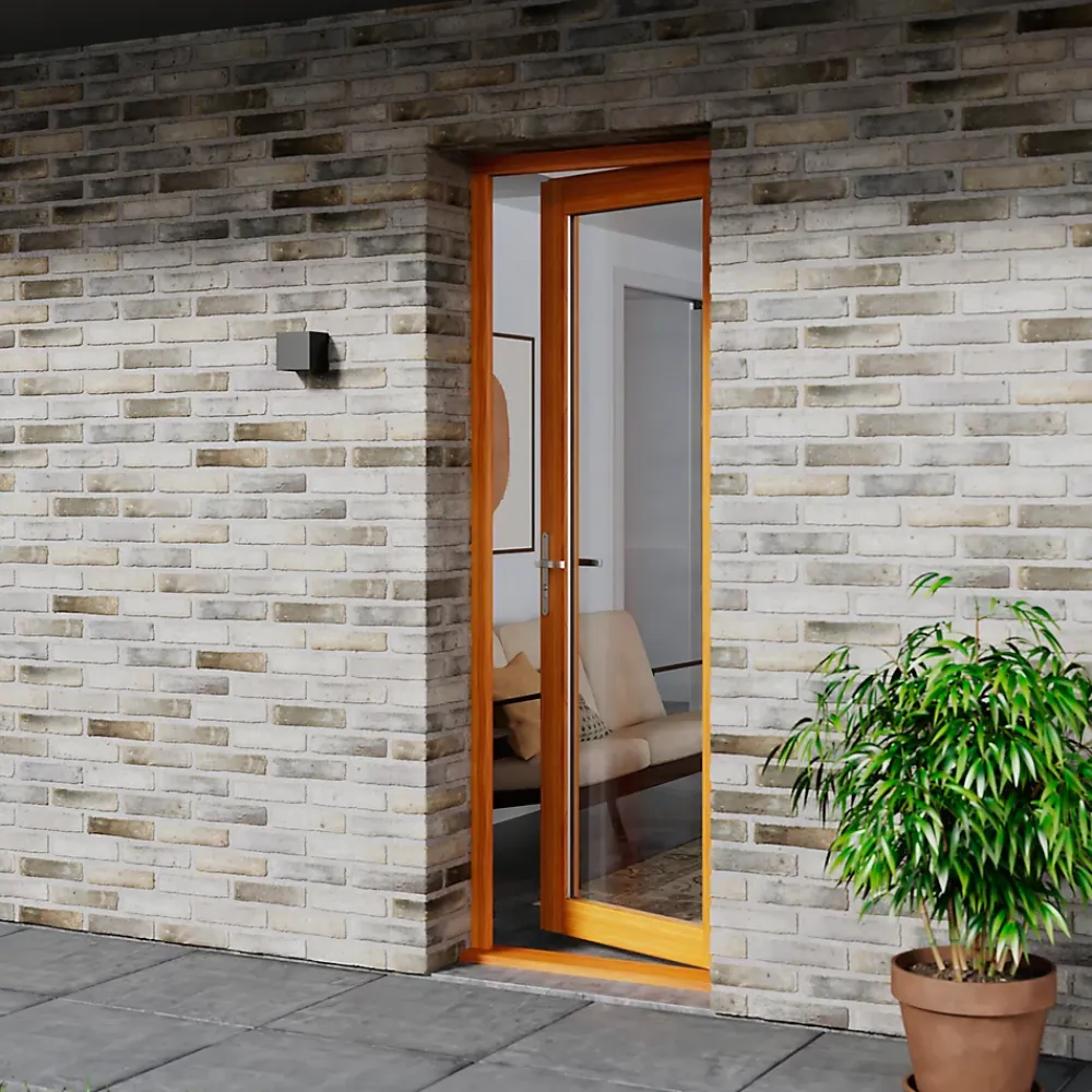 GoodHome Porte fenêtre bois 1 vantail - l.80 x h.205 cm, tirant gauche- Porte-Fenêtre En Bois