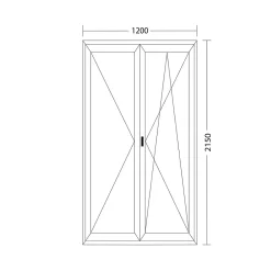 Fral Fermetures Porte fenêtre oscillo-battante double vantaux PVC blanc L 1200mm x H 2150mm ouvrant droit- Fenêtre Pvc