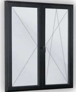 Fral Fermetures Porte fenêtre oscillo-battante double vantaux PVC anthracite L 1200mm x H 2150mm ouvrant droit- Fenêtre Pvc