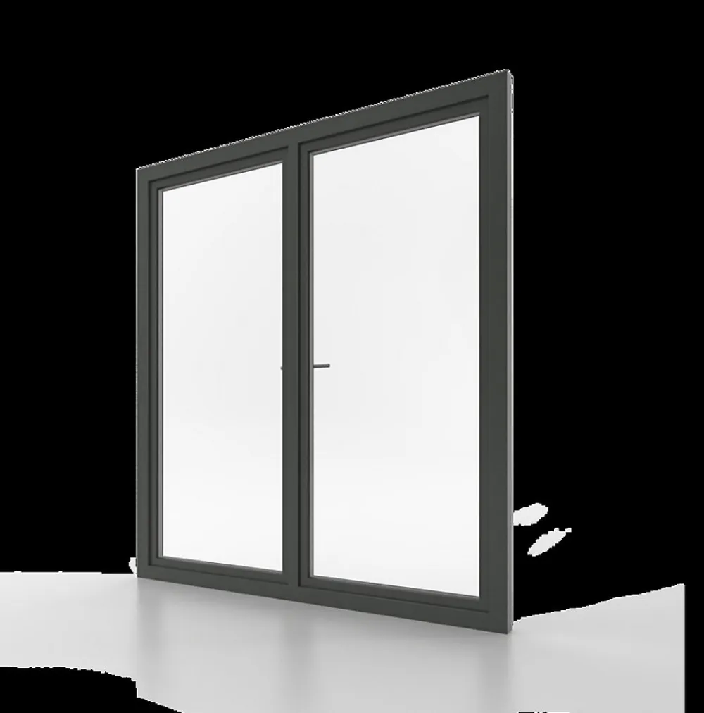 Fral Fermetures Porte fenêtre oscillo-battante double vantaux PVC anthracite L 1200mm x H 2150mm ouvrant droit- Fenêtre Pvc