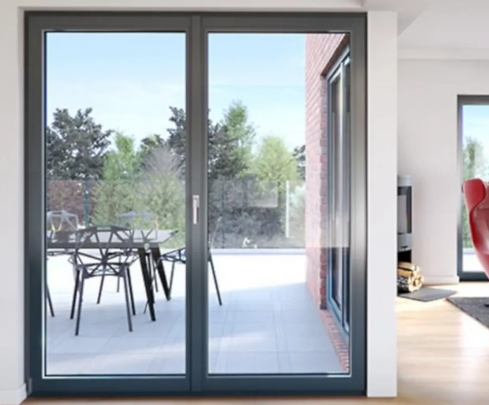Fral Fermetures Porte fenêtre oscillo-battante double vantaux PVC anthracite L 1200mm x H 2150mm ouvrant droit- Fenêtre Pvc