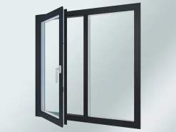 Fral Fermetures Fenêtre Pvc<Porte fenêtre oscillo-battante double vantaux PVC anthracite L 1400mm x H 2150mm ouvrant droit