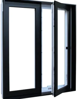 Fral Fermetures Porte fenêtre oscillo-battante double vantaux PVC anthracite et blanc L 1000mm x H 2150mm ouvrant gauche- Fenêtre Pvc