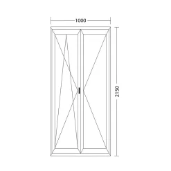 Fral Fermetures Fenêtre Pvc<Porte fenêtre oscillo-battante double vantaux PVC anthracite L 1000mm x H 2150mm ouvrant gauche