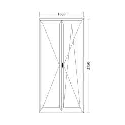 Fral Fermetures Porte fenêtre oscillo-battante double vantaux PVC anthracite L 1000mm x H 2150mm ouvrant droit- Fenêtre Pvc