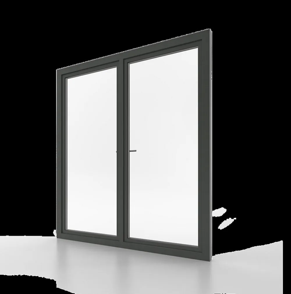 Fral Fermetures Porte fenêtre oscillo-battante double vantaux PVC anthracite L 1000mm x H 2150mm ouvrant droit- Fenêtre Pvc