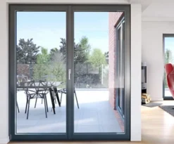 Fral Fermetures Porte fenêtre oscillo-battante double vantaux PVC anthracite L 1000mm x H 2150mm ouvrant droit- Fenêtre Pvc