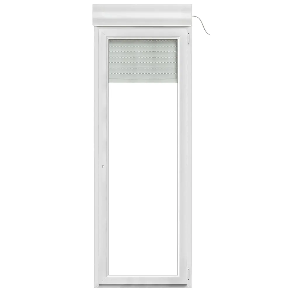 GoodHome Porte fenêtre PVC 1 vantail tirant + volet roulant électrique blanc - l.80 x h.205 cm, tirant droit- Porte-Fenêtre En Pvc