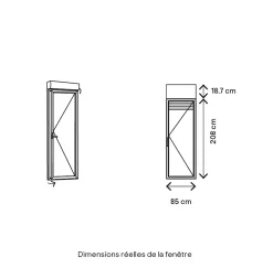 GoodHome Porte fenêtre PVC 1 vantail tirant + volet roulant électrique blanc - l.80 x h.205 cm, tirant droit- Porte-Fenêtre En Pvc