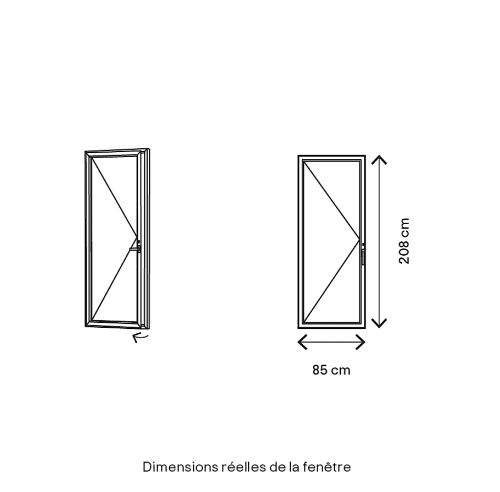 GoodHome Porte-Fenêtre En Pvc<Porte fenêtre PVC 1 vantail tirant blanc - l.80 x h.205 cm, tirant gauche
