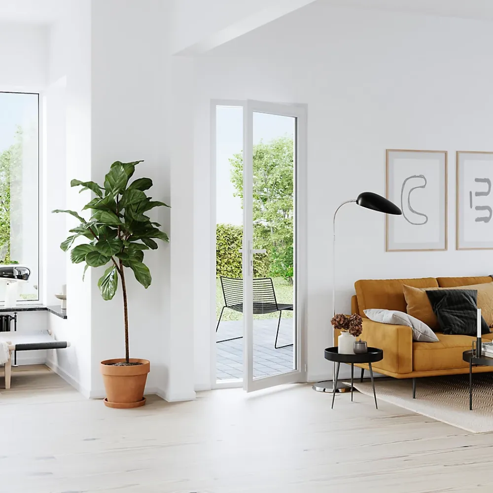 GoodHome Porte-Fenêtre En Pvc<Porte fenêtre PVC 1 vantail tirant blanc - l.80 x h.205 cm, tirant gauche