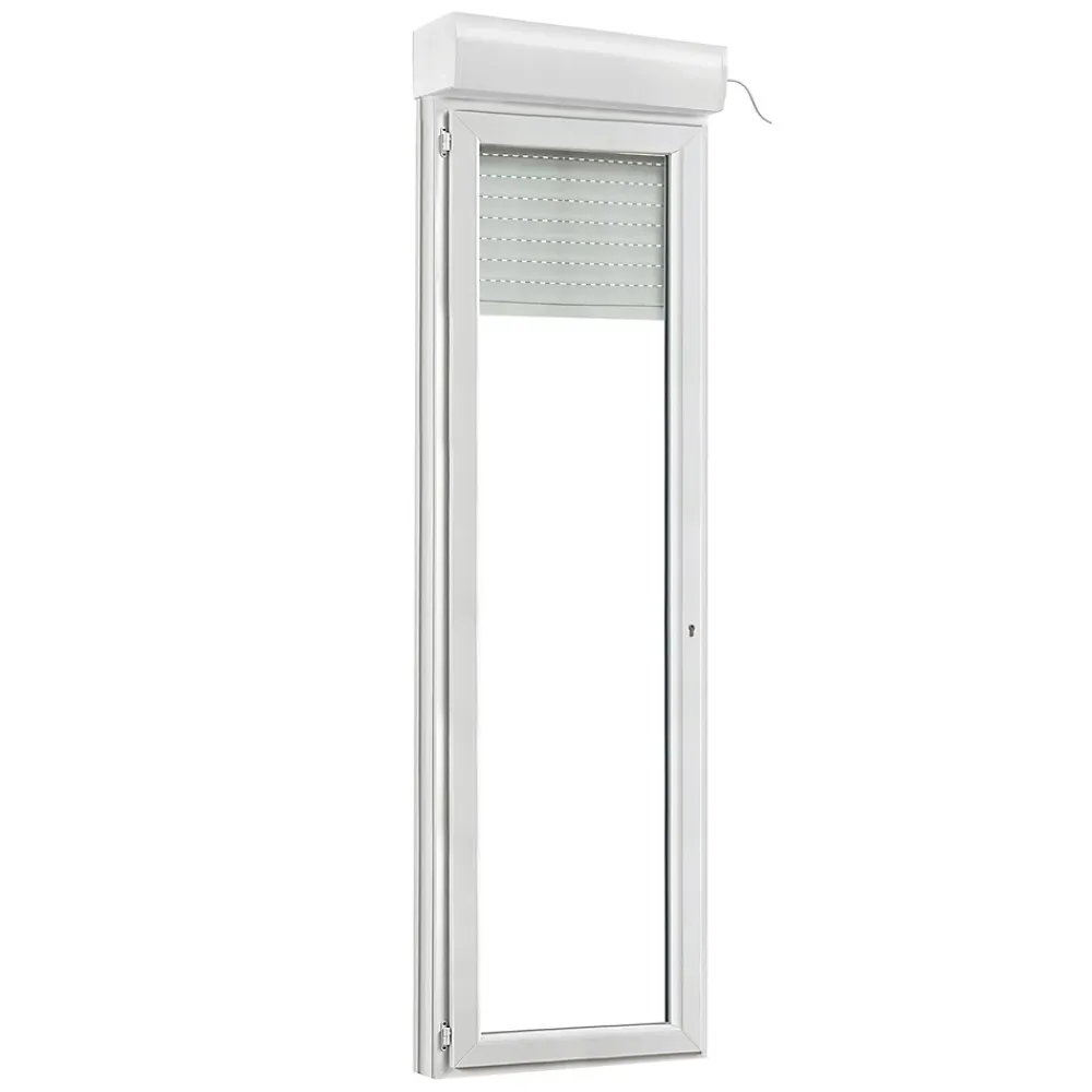 GoodHome Porte-Fenêtre En Pvc<Porte fenêtre PVC 1 vantail tirant + volet roulant électrique blanc - l.80 x h.215 cm, tirant gauche