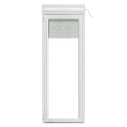 GoodHome Porte fenêtre PVC 1 vantail tirant + volet roulant électrique blanc - l.80 x h.205 cm, tirant gauche- Porte-Fenêtre En Pvc