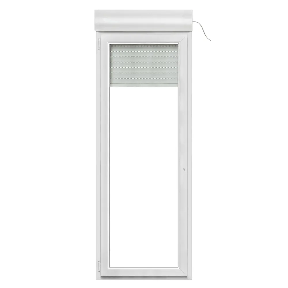 GoodHome Porte fenêtre PVC 1 vantail tirant + volet roulant électrique blanc - l.80 x h.205 cm, tirant gauche- Porte-Fenêtre En Pvc