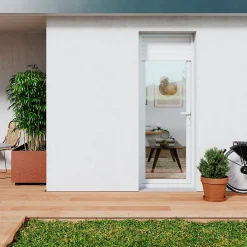 GoodHome Porte fenêtre PVC 1 vantail tirant + volet roulant électrique blanc - l.80 x h.205 cm, tirant gauche- Porte-Fenêtre En Pvc