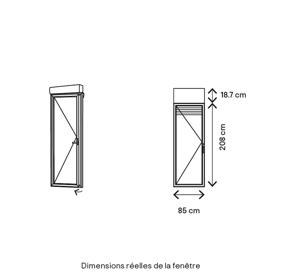 GoodHome Porte fenêtre PVC 1 vantail tirant + volet roulant électrique blanc - l.80 x h.205 cm, tirant gauche- Porte-Fenêtre En Pvc