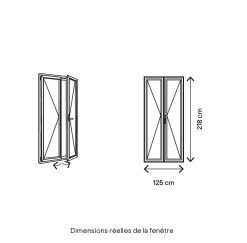 GoodHome Porte-Fenêtre En Pvc<Porte fenêtre PVC 2 vantaux blanc - l.120 x h.215 cm, tirant droit