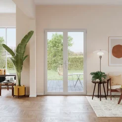 GoodHome Porte fenêtre PVC 2 vantaux blanc - 100 x h.205 cm, tirant droit- Porte-Fenêtre En Pvc