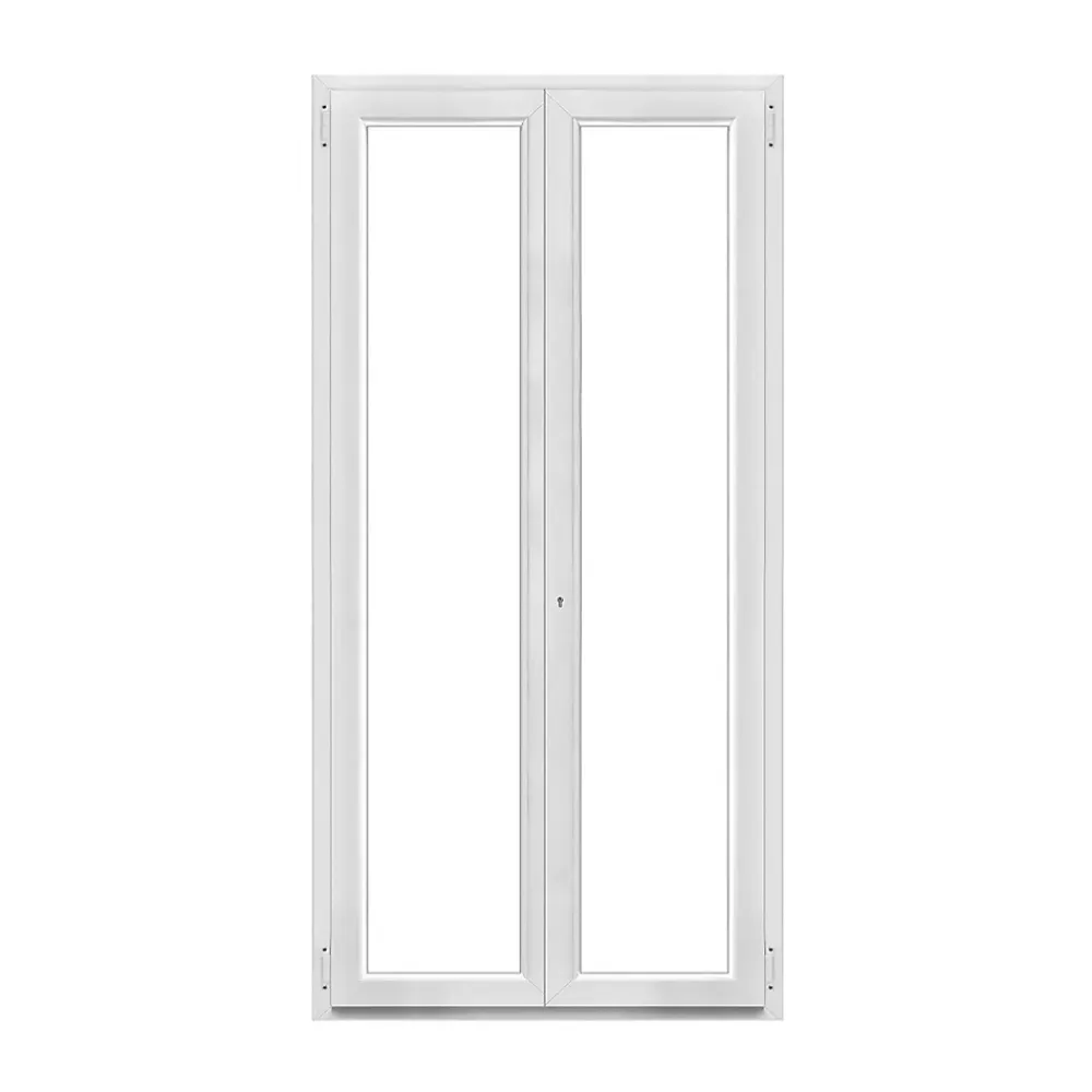 GoodHome Porte fenêtre PVC 2 vantaux blanc - 100 x h.205 cm, tirant droit- Porte-Fenêtre En Pvc