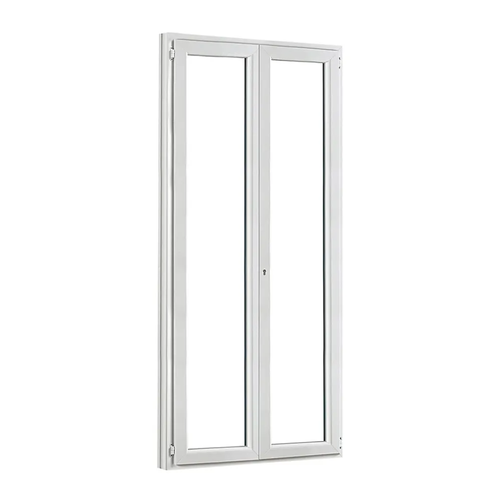 GoodHome Porte fenêtre PVC 2 vantaux blanc - 100 x h.205 cm, tirant droit- Porte-Fenêtre En Pvc