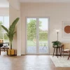 GoodHome Porte fenêtre PVC 2 vantaux blanc - l.140 x h.215 cm, tirant droit- Porte-Fenêtre En Pvc